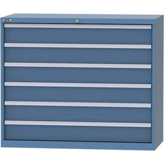 LISTA - 6 Drawer, 99 Compartment Bright Blue Steel Modular Storage Cabinet - Benchmark Tooling