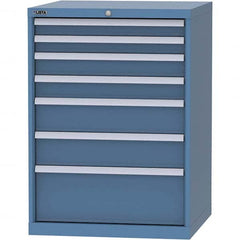 LISTA - 7 Drawer, 45 Compartment Bright Blue Steel Modular Storage Cabinet - Benchmark Tooling