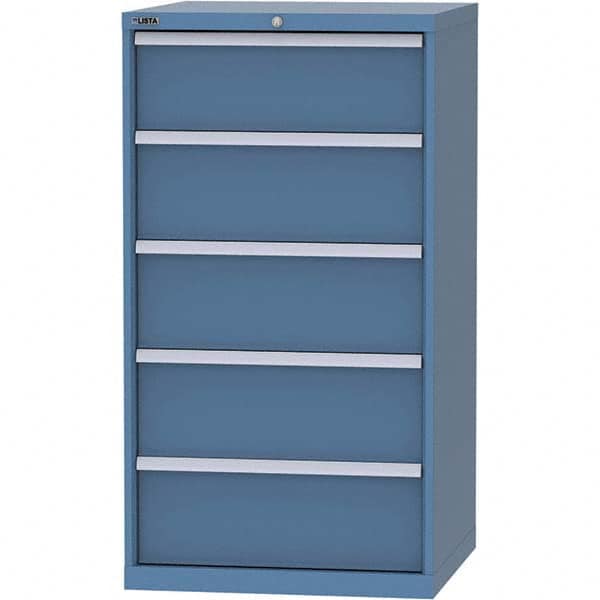 LISTA - 5 Drawer, 45 Compartment Bright Blue Steel Modular Storage Cabinet - Benchmark Tooling