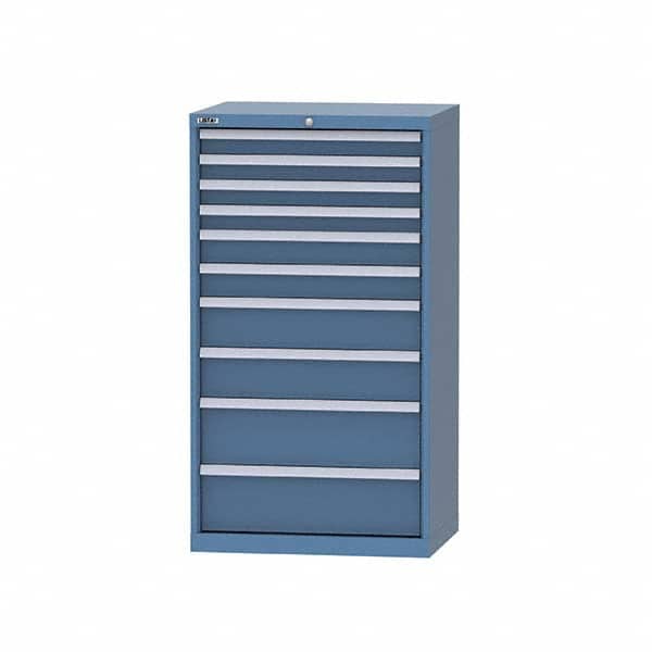 LISTA - 8 Drawer, 124 Compartment Bright Blue Steel Modular Storage Cabinet - Benchmark Tooling