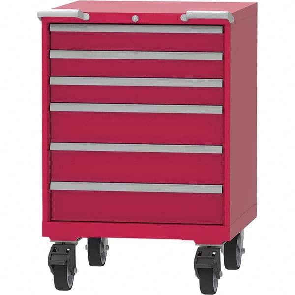 LISTA - 6 Drawer, 45 Compartment Red Steel Modular Storage Cabinet - Benchmark Tooling