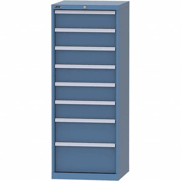 LISTA - 8 Drawer, 84 Compartment Bright Blue Steel Modular Storage Cabinet - Benchmark Tooling