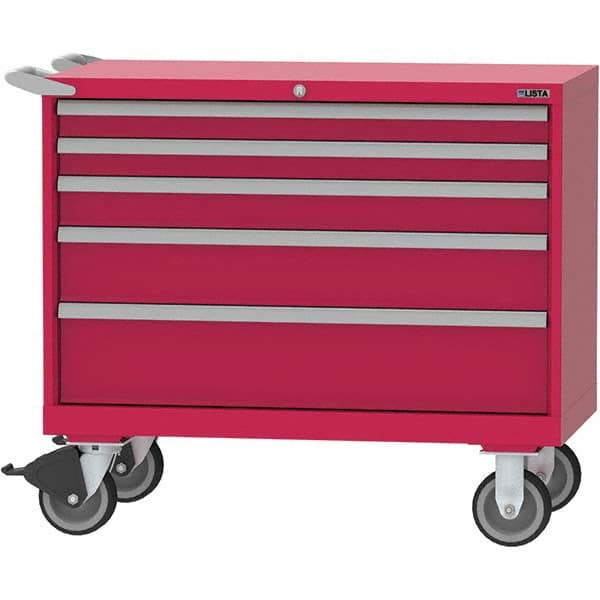 LISTA - 5 Drawer, 84 Compartment Bright Blue Steel Modular Storage Cabinet - Benchmark Tooling