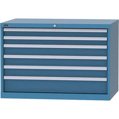 LISTA - 6 Drawer, 84 Compartment Bright Blue Steel Modular Storage Cabinet - Benchmark Tooling