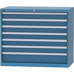 LISTA - 7 Drawer, 84 Compartment Bright Blue Steel Modular Storage Cabinet - Benchmark Tooling