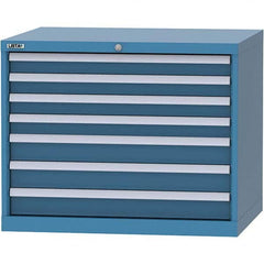 LISTA - 7 Drawer, 84 Compartment Bright Blue Steel Modular Storage Cabinet - Benchmark Tooling