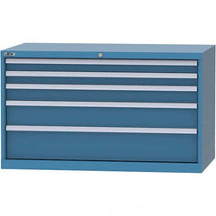 LISTA - 5 Drawer, 99 Compartment Bright Blue Steel Modular Storage Cabinet - Benchmark Tooling