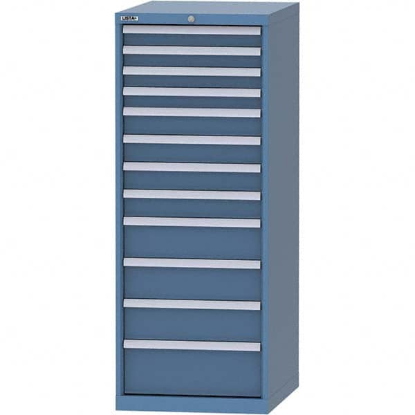LISTA - 12 Drawer, 99 Compartment Bright Blue Steel Modular Storage Cabinet - Benchmark Tooling