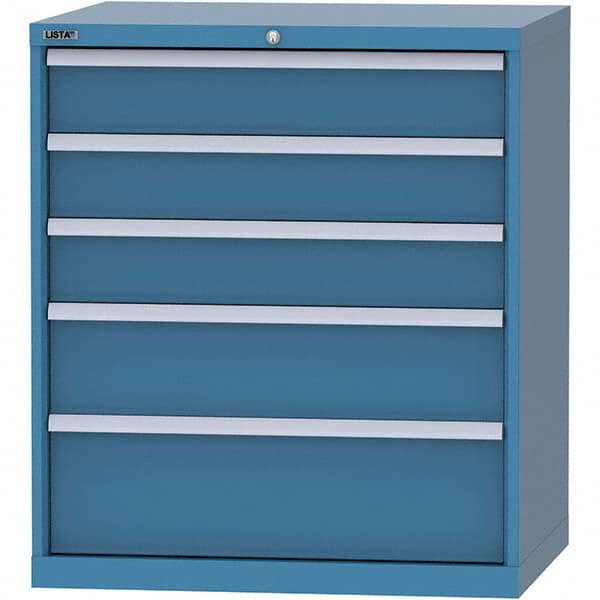 LISTA - 5 Drawer, 84 Compartment Bright Blue Steel Modular Storage Cabinet - Benchmark Tooling