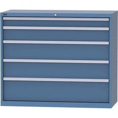 LISTA - 5 Drawer, 99 Compartment Bright Blue Steel Modular Storage Cabinet - Benchmark Tooling