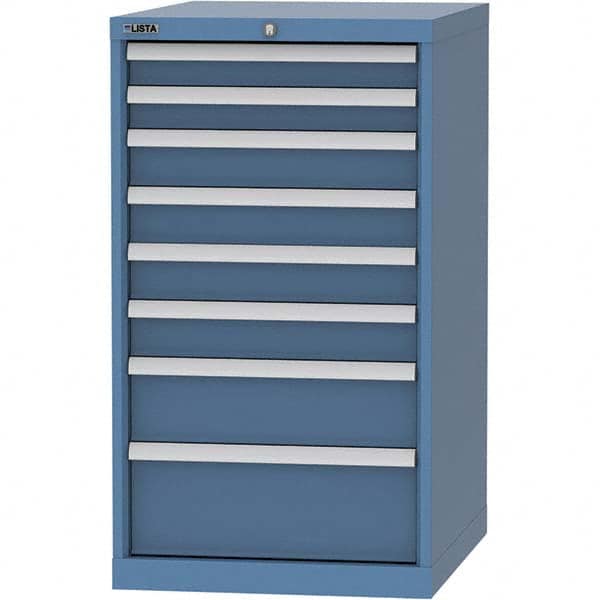 LISTA - 8 Drawer, 99 Compartment Bright Blue Steel Modular Storage Cabinet - Benchmark Tooling