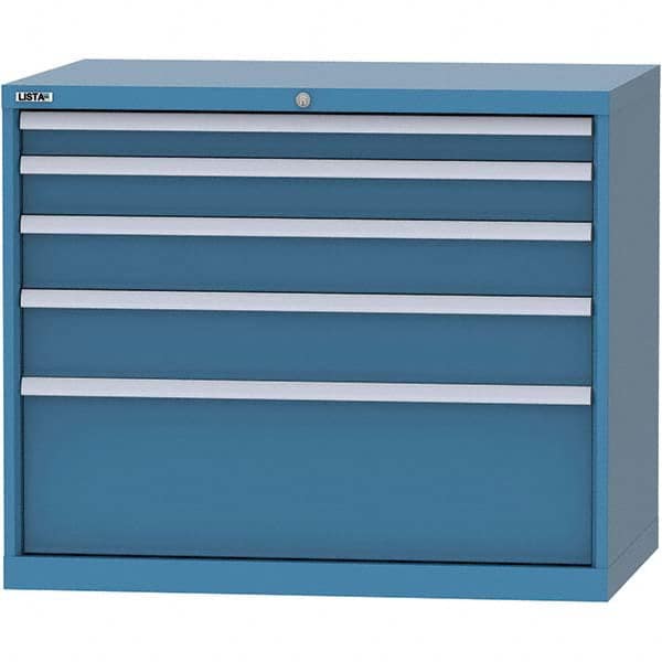 LISTA - 5 Drawer, 99 Compartment Bright Blue Steel Modular Storage Cabinet - Benchmark Tooling
