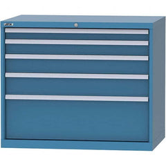 LISTA - 5 Drawer, 99 Compartment Bright Blue Steel Modular Storage Cabinet - Benchmark Tooling