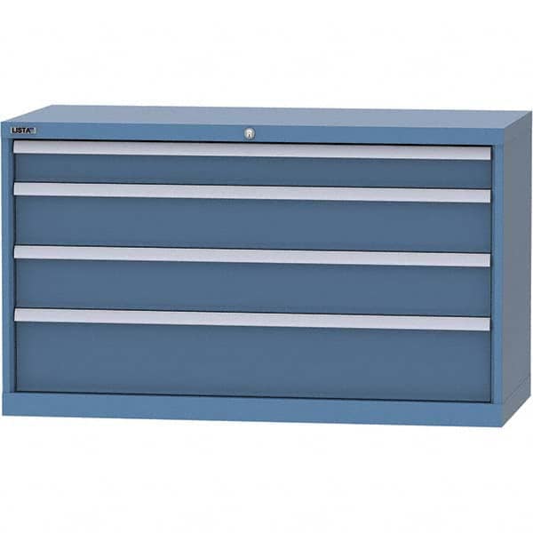 LISTA - 4 Drawer, 99 Compartment Bright Blue Steel Modular Storage Cabinet - Benchmark Tooling