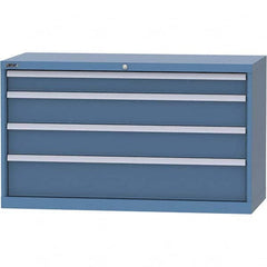LISTA - 4 Drawer, 99 Compartment Bright Blue Steel Modular Storage Cabinet - Benchmark Tooling