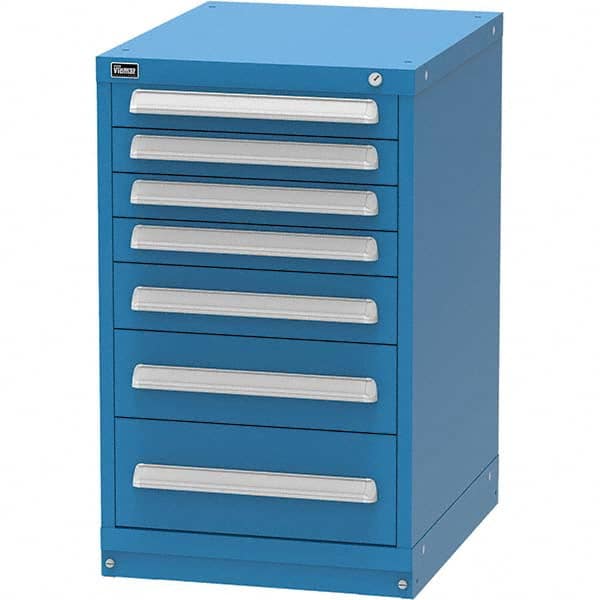 Vidmar - 7 Drawer, 45 Compartment Bright Blue Steel Modular Storage Cabinet - Benchmark Tooling