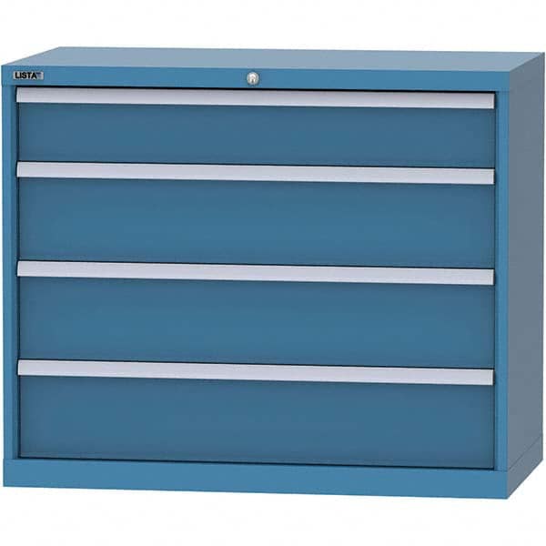 LISTA - 4 Drawer, 84 Compartment Bright Blue Steel Modular Storage Cabinet - Benchmark Tooling