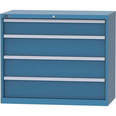 LISTA - 4 Drawer, 84 Compartment Bright Blue Steel Modular Storage Cabinet - Benchmark Tooling