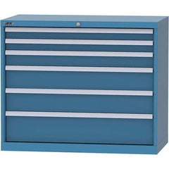 LISTA - 6 Drawer, 84 Compartment Bright Blue Steel Modular Storage Cabinet - Benchmark Tooling