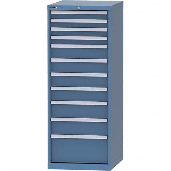 LISTA - 11 Drawer, 99 Compartment Bright Blue Steel Modular Storage Cabinet - Benchmark Tooling