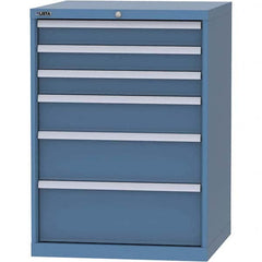LISTA - 6 Drawer, 45 Compartment Bright Blue Steel Modular Storage Cabinet - Benchmark Tooling