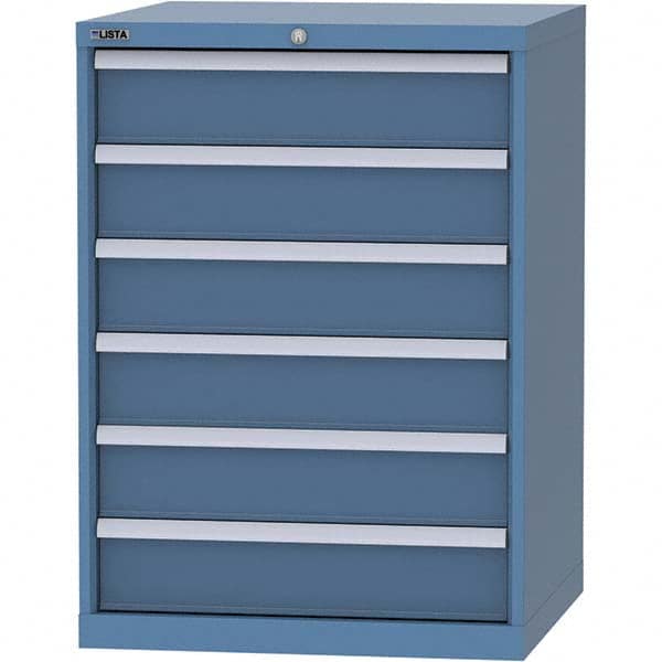 LISTA - 6 Drawer, 45 Compartment Bright Blue Steel Modular Storage Cabinet - Benchmark Tooling