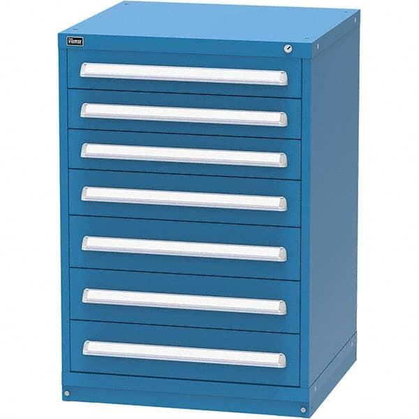 Vidmar - 7 Drawer, 124 Compartment Bright Blue Steel Modular Storage Cabinet - Benchmark Tooling