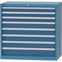 LISTA - 8 Drawer, 84 Compartment Bright Blue Steel Modular Storage Cabinet - Benchmark Tooling