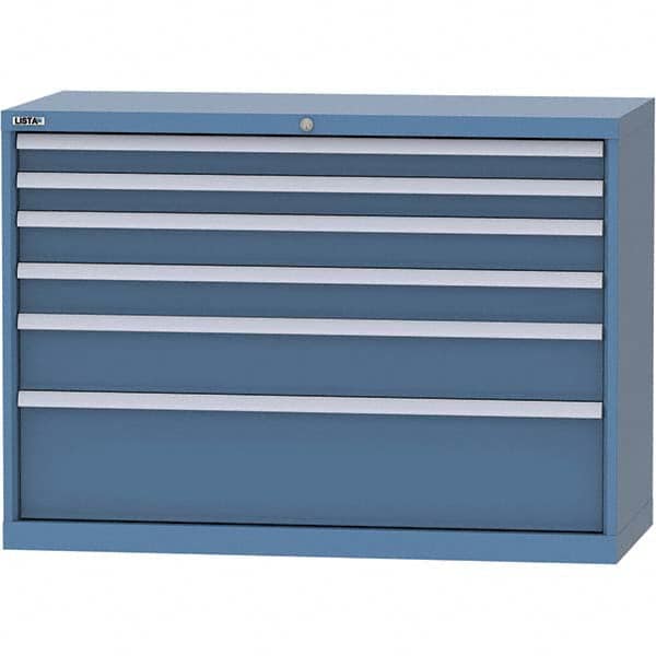 LISTA - 6 Drawer, 99 Compartment Bright Blue Steel Modular Storage Cabinet - Benchmark Tooling