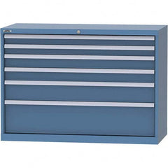 LISTA - 6 Drawer, 99 Compartment Bright Blue Steel Modular Storage Cabinet - Benchmark Tooling
