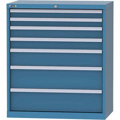 LISTA - 7 Drawer, 84 Compartment Bright Blue Steel Modular Storage Cabinet - Benchmark Tooling