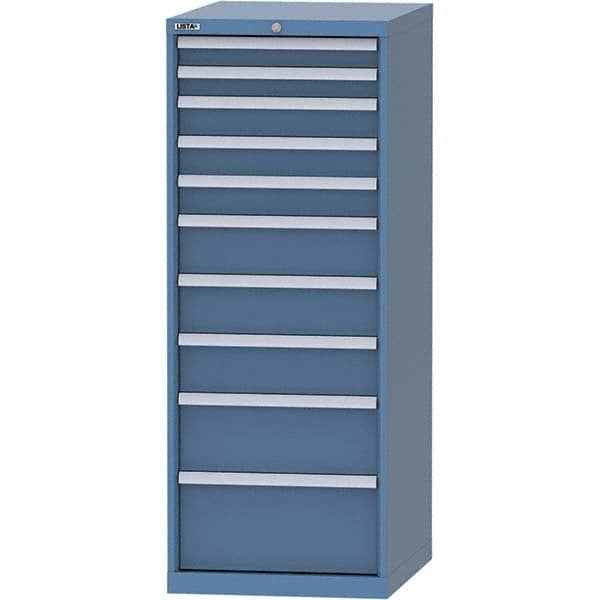 LISTA - 10 Drawer, 99 Compartment Bright Blue Steel Modular Storage Cabinet - Benchmark Tooling