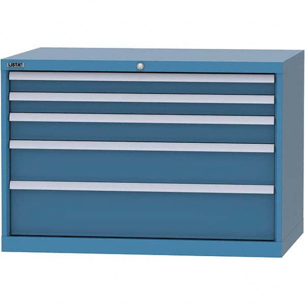 LISTA - 5 Drawer, 84 Compartment Bright Blue Steel Modular Storage Cabinet - Benchmark Tooling