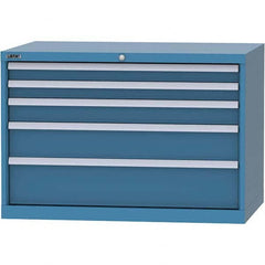 LISTA - 5 Drawer, 84 Compartment Bright Blue Steel Modular Storage Cabinet - Benchmark Tooling