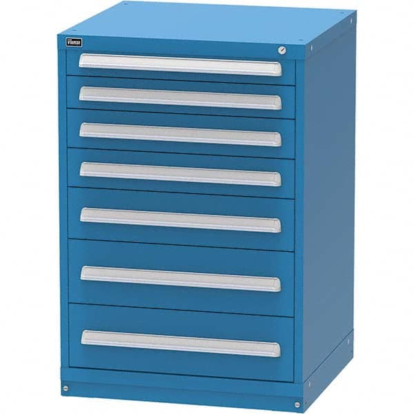 Vidmar - 7 Drawer, 60 Compartment Bright Blue Steel Modular Storage Cabinet - Benchmark Tooling