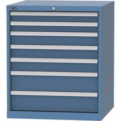 LISTA - 7 Drawer, 45 Compartment Bright Blue Steel Modular Storage Cabinet - Benchmark Tooling