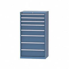 LISTA - 6 Drawer, 124 Compartment Bright Blue Steel Modular Storage Cabinet - Benchmark Tooling