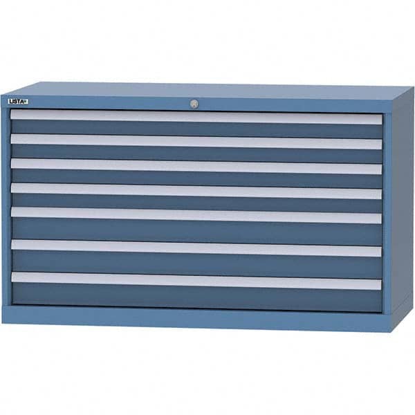 LISTA - 7 Drawer, 99 Compartment Bright Blue Steel Modular Storage Cabinet - Benchmark Tooling