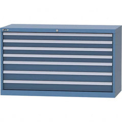 LISTA - 7 Drawer, 99 Compartment Bright Blue Steel Modular Storage Cabinet - Benchmark Tooling