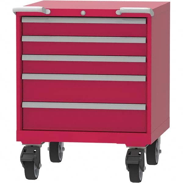 LISTA - 5 Drawer, 45 Compartment Red Steel Modular Storage Cabinet - Benchmark Tooling