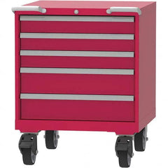 LISTA - 5 Drawer, 45 Compartment Red Steel Modular Storage Cabinet - Benchmark Tooling