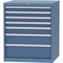 LISTA - 7 Drawer, 45 Compartment Bright Blue Steel Modular Storage Cabinet - Benchmark Tooling