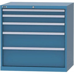 LISTA - 5 Drawer, 84 Compartment Bright Blue Steel Modular Storage Cabinet - Benchmark Tooling