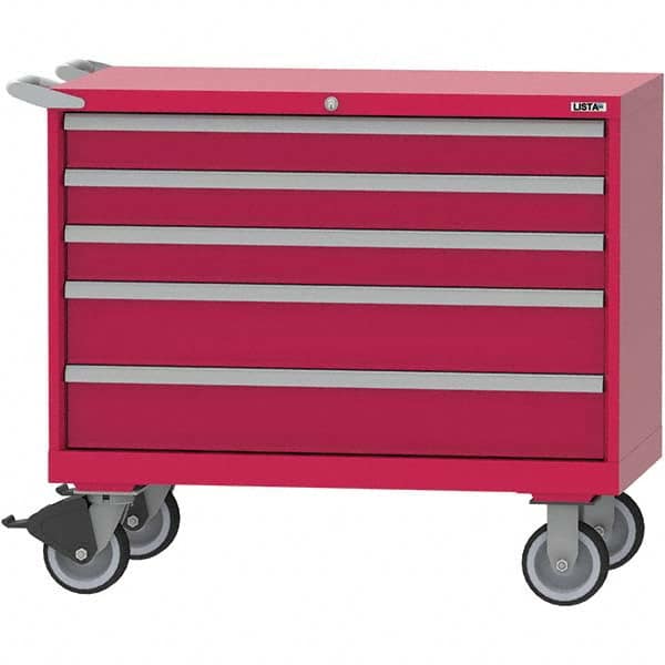 LISTA - 5 Drawer, 84 Compartment Bright Blue Steel Modular Storage Cabinet - Benchmark Tooling