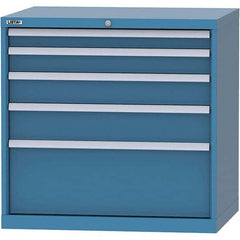 LISTA - 4 Drawer, 84 Compartment Bright Blue Steel Modular Storage Cabinet - Benchmark Tooling