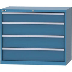 LISTA - 4 Drawer, 99 Compartment Bright Blue Steel Modular Storage Cabinet - Benchmark Tooling