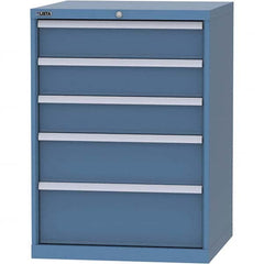 LISTA - 5 Drawer, 45 Compartment Bright Blue Steel Modular Storage Cabinet - Benchmark Tooling