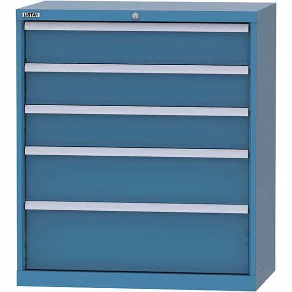 LISTA - 4 Drawer, 84 Compartment Bright Blue Steel Modular Storage Cabinet - Benchmark Tooling