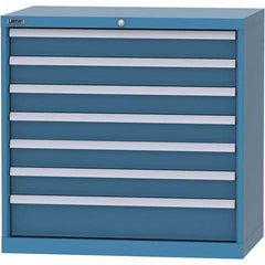 LISTA - 7 Drawer, 84 Compartment Bright Blue Steel Modular Storage Cabinet - Benchmark Tooling
