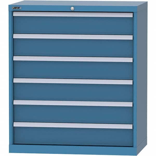LISTA - 6 Drawer, 84 Compartment Bright Blue Steel Modular Storage Cabinet - Benchmark Tooling